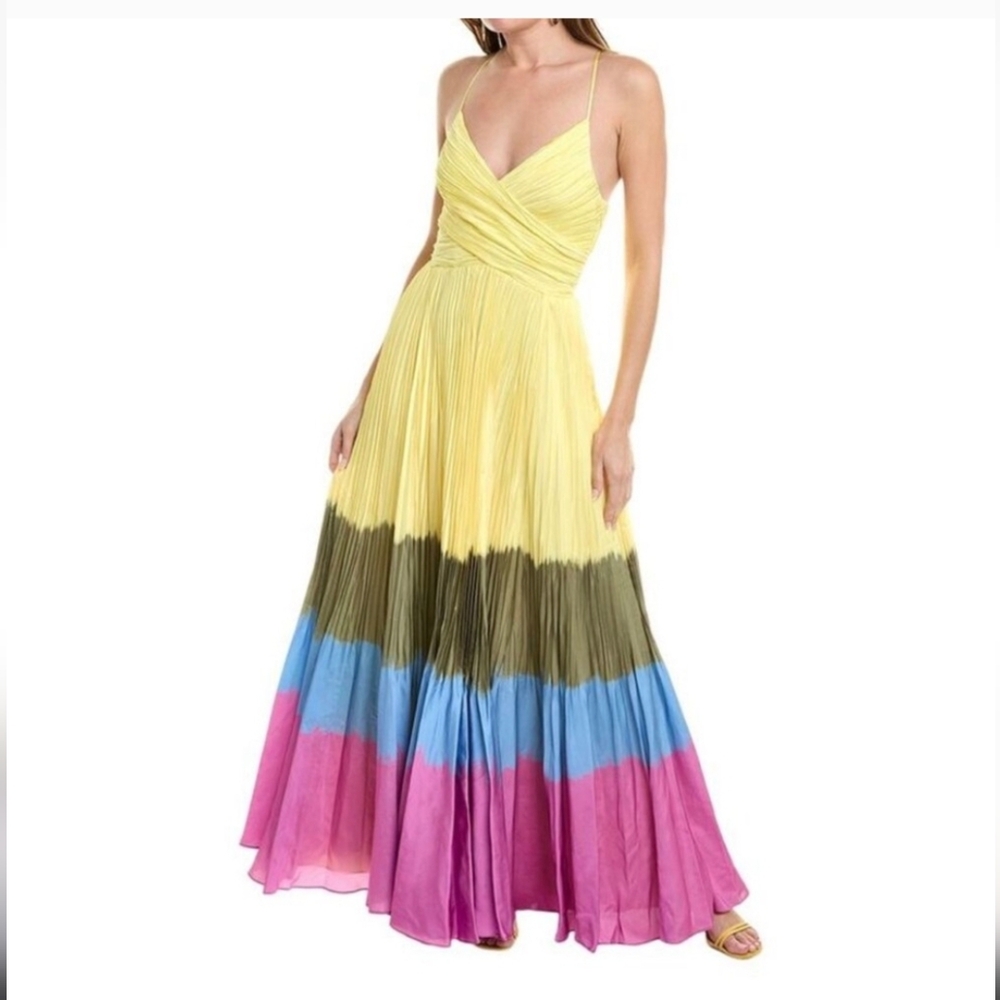 SIMKHAI Milena Dip Dye Maxi Dress, 123-1086,  size 6 pleated maxi dress